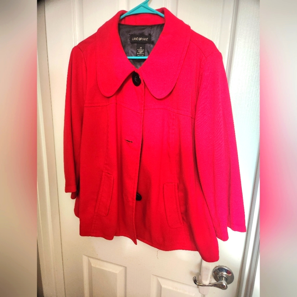 Lane Bryant Red Cropped Peacoat
